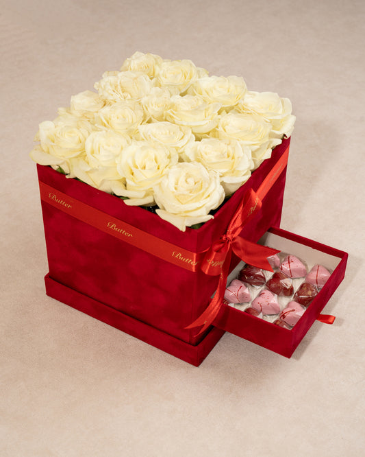 Ivory Rose Velvet Box